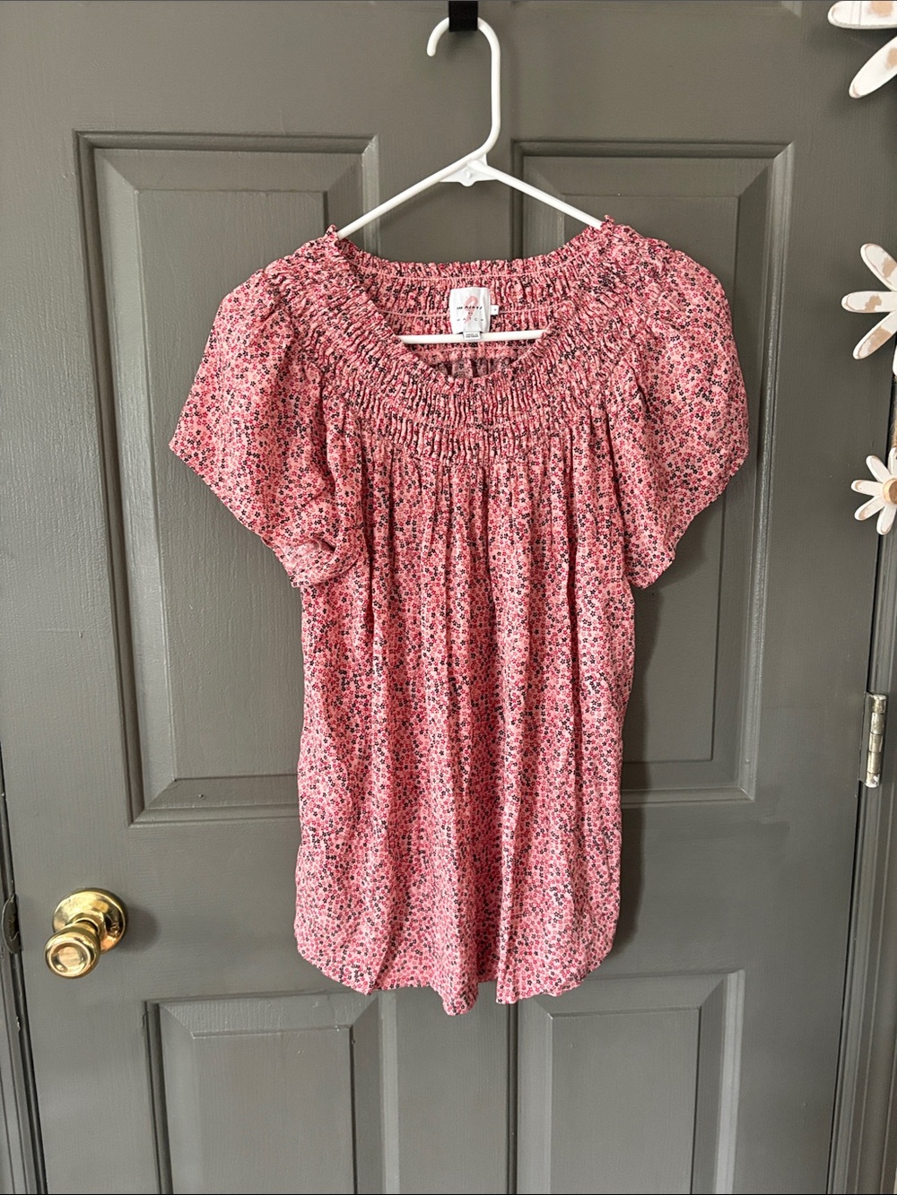 The Nines by Hatch Ditsy Floral Smocked Top